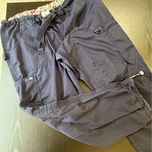 Koi Navy Pants with Colorful Floral Waistband